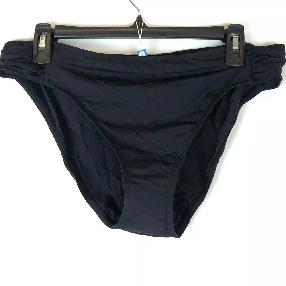 Bleu Rod Beattie Women’s Black Shirred Side Bikini Bottom Size 14